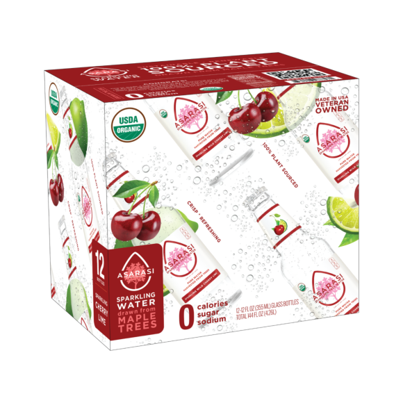 Asarasi® Organic Sparkling Wild Cherry Lime Tree Water 12 oz Glass Bottle (12 Pack) Image1