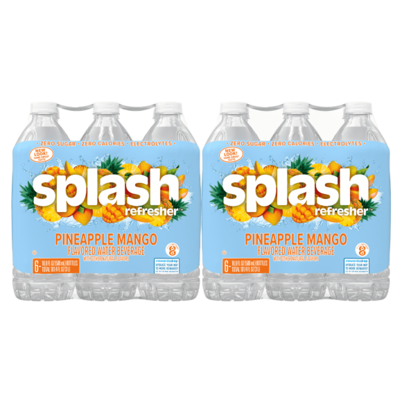 Splash Refresher™, Flavored Water Beverage, Pineapple Mango Flavor, 16.9 FL OZ Plastic Bottles (24 Count)