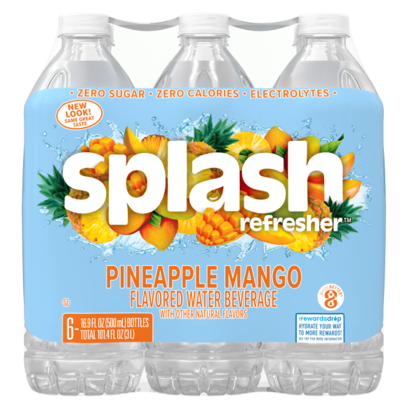 Splash Refresher™, Flavored Water Beverage, Pineapple Mango Flavor, 16.9 FL OZ Plastic Bottles (24 Count) Image1