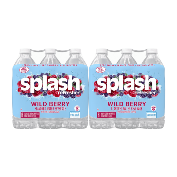 Splash Refresher™, Flavored Water Beverage, Wild Berry Flavor, 16.9 FL OZ Plastic Bottles (24 Count)