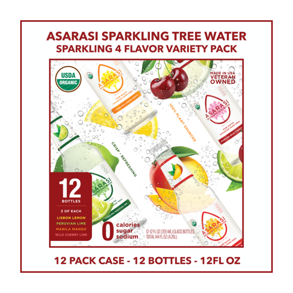 Asarasi® Organic Sparkling Tree Water Variety Pack 12 oz Glass Bottle (12 Pack) Image3