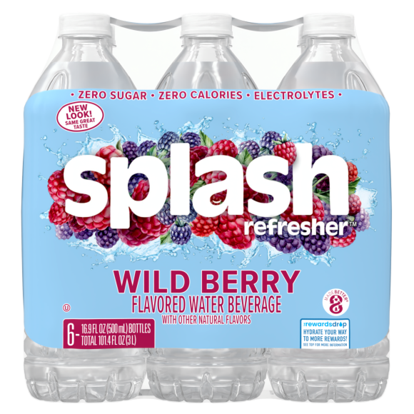 Splash Refresher™, Flavored Water Beverage, Wild Berry Flavor, 16.9 FL OZ Plastic Bottles (24 Count) Image1