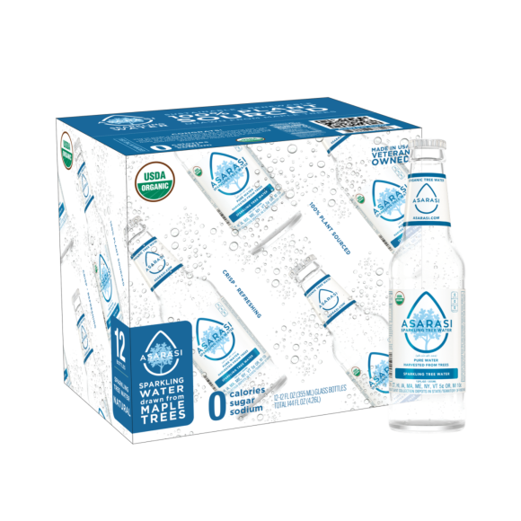 Asarasi® Organic Sparkling Tree Water 12 oz Glass Bottle (12 Pack)