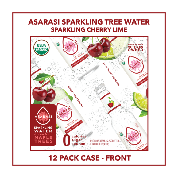Asarasi® Organic Sparkling Wild Cherry Lime Tree Water 12 oz Glass Bottle (12 Pack) Image3