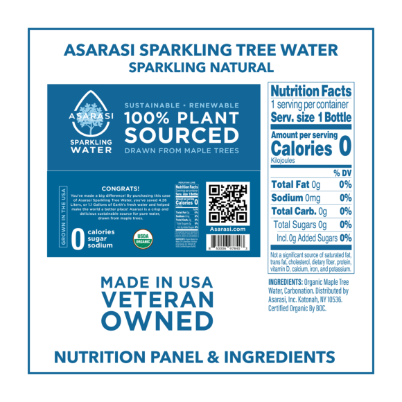Asarasi® Organic Sparkling Tree Water 12 oz Glass Bottle (12 Pack) Image4