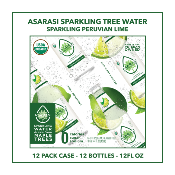 Asarasi® Organic Sparkling Peruvian Lime Tree Water 12 oz Glass Bottle (12 Pack) Image3