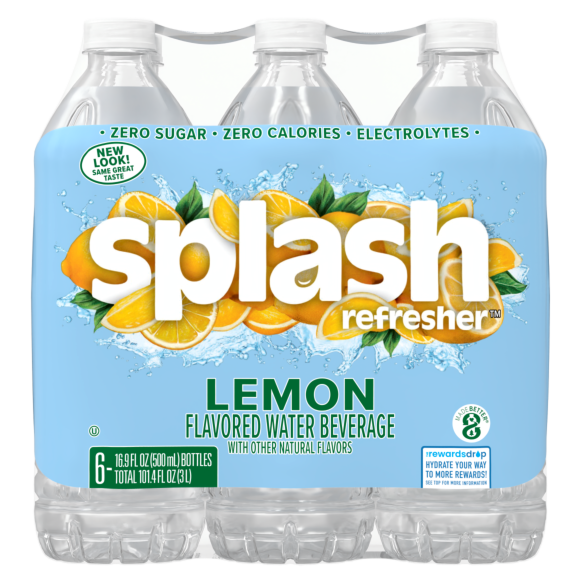 Splash Refresher™, Flavored Water Beverage, Lemon Flavor, 16.9 FL OZ Plastic Bottles (24 Count) Image1