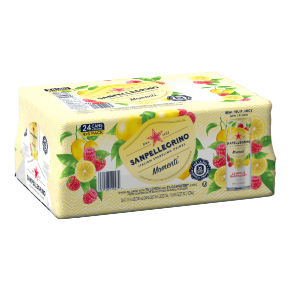 Sanpellegrino® Momenti Lemon & Red Raspberry Italian Sparkling Drinks - Slim Cans Image1