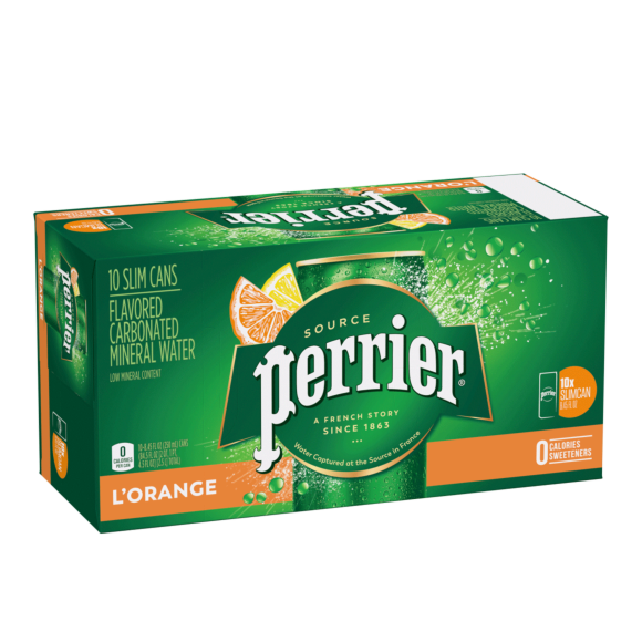 Perrier® L'Orange Flavored Carbonated Mineral Water - Slim Cans Image1