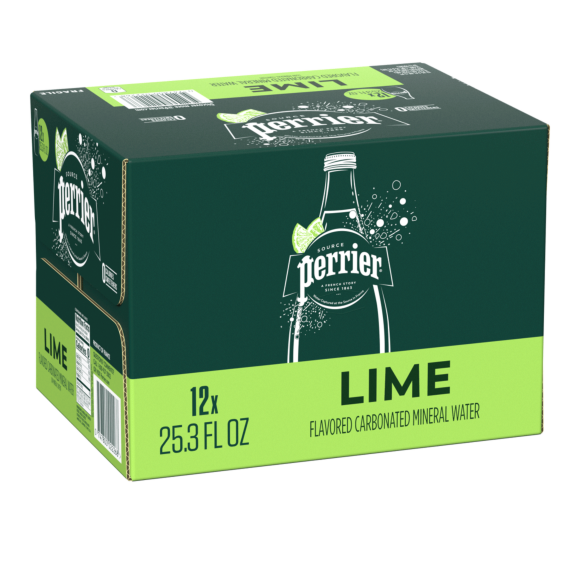 Perrier® Lime Flavored Carbonated Mineral Water - Glass Image1