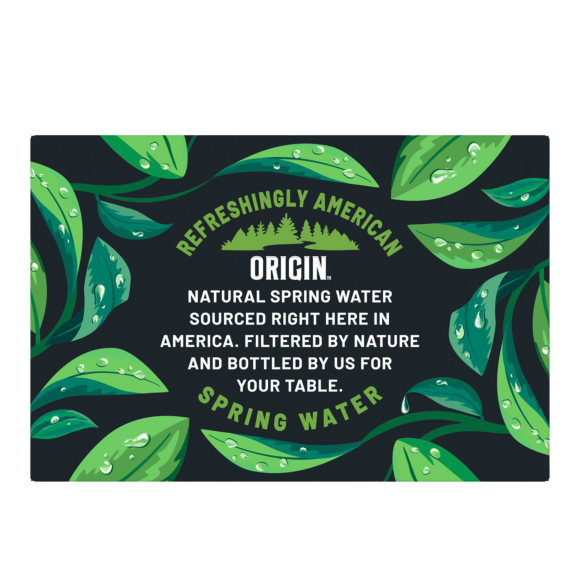 origin natural spring water 12 ounce cans back label Image3