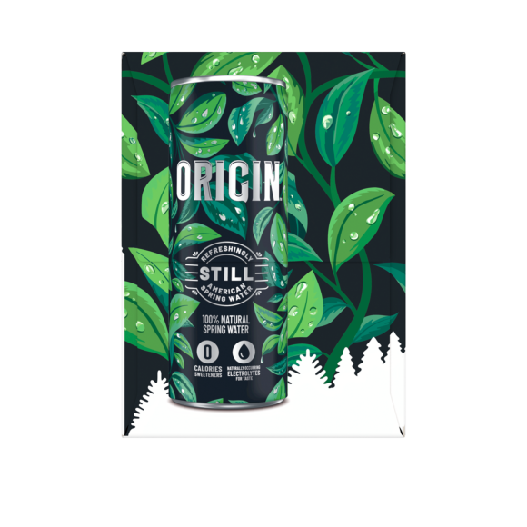 origin natural spring water 12 ounce can leaf background Image2