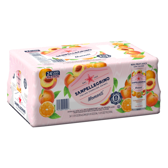 Sanpellegrino® Momenti Clementine & Peach Italian Sparkling Drinks  - Slim Cans Image1