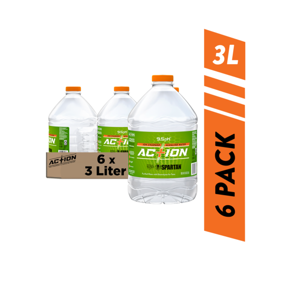 six pack of 3 liter bottles of action high ph alkaline water Image1