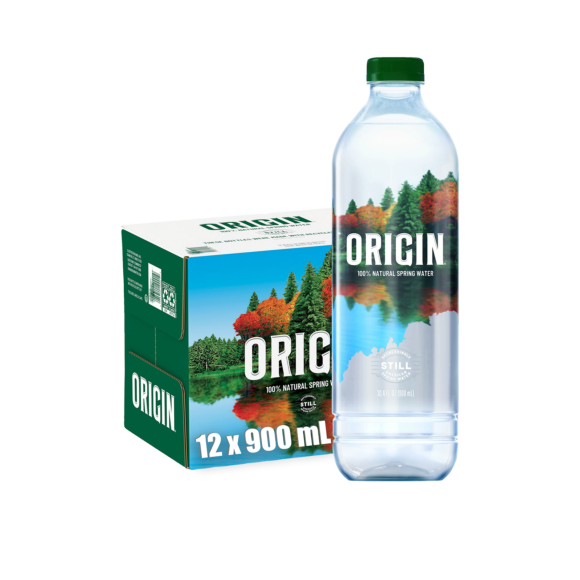 ORIGIN™ 100% Natural Spring Water 900 mL Recycled Plastic Bottle (12 Pack)