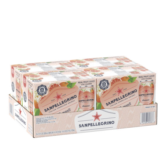 Sanpellegrino® Momenti Blood Orange & Orange Blossom Italian Sparkling Drinks - Slim Cans Image1