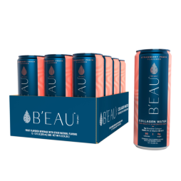 B'EAU™ Strawberry Peach Flavored Collagen Water 12 Fl Oz Can (12 Pack)