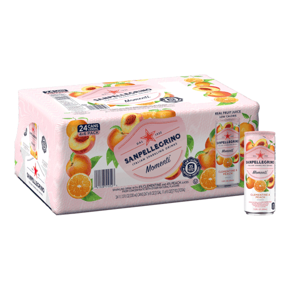Sanpellegrino® Momenti Clementine & Peach Italian Sparkling Drinks  - Slim Cans