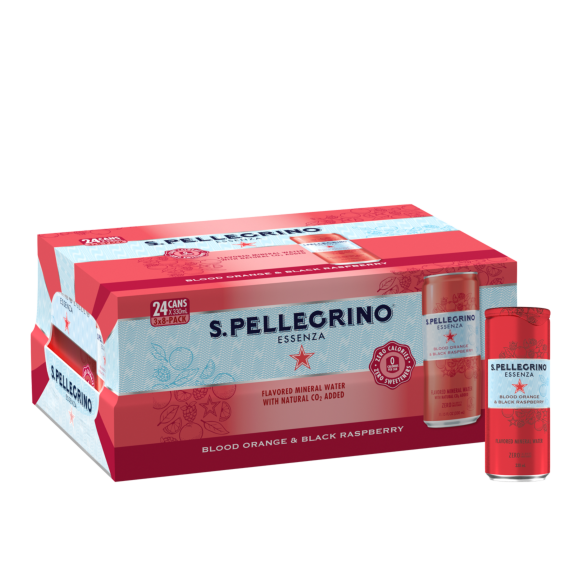 11 ounce can - s.pellegrino essenza blood orange & black raspberry sparkling natural mineral water - slim cans Image1