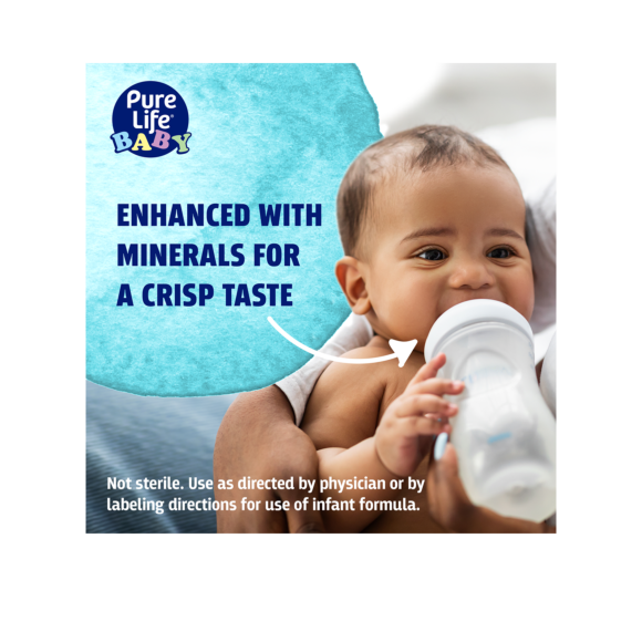 smiling infant holding sippy cup of purified baby water no fluoride Image2