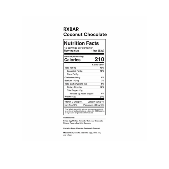 RXBAR® Coconut Chocolate Protein Bar (1 case, 12 ct) Image3