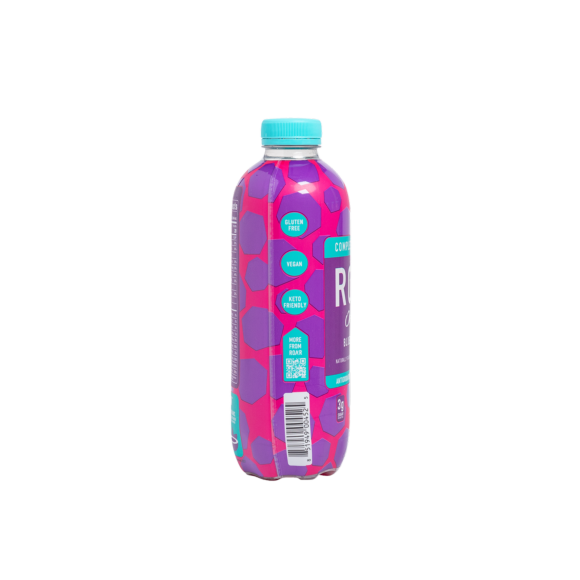 side of a bottle of roar organic blueberry acai drink Image3