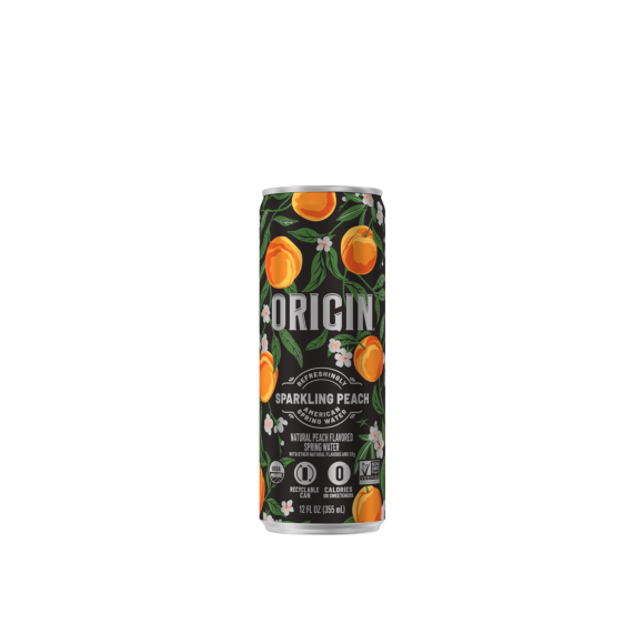 origin peach flavored sparkling water 12 ounce cans 24 pack Image1