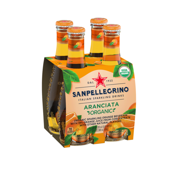 Sanpellegrino® Aranciata Organic Sparkling Beverage with Orange Juice - Glass Image2