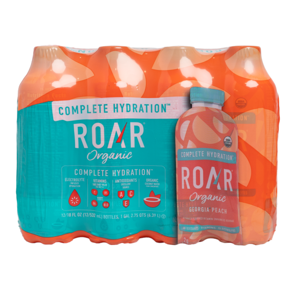 ROAR® Organic Electrolyte Infusions Georgia Peach 18 Fl Oz Bottles (12 Pack)