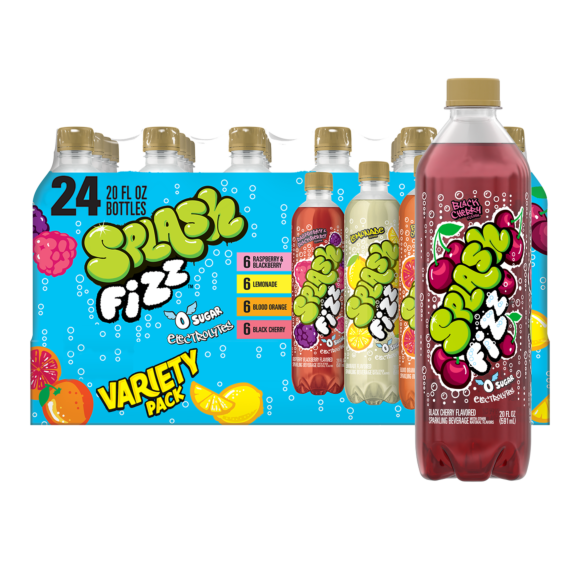 Splash Fizz™ Variety Pack Sparkling Water Beverage 20 Fl Oz Plastic Bottles (24 Pack)