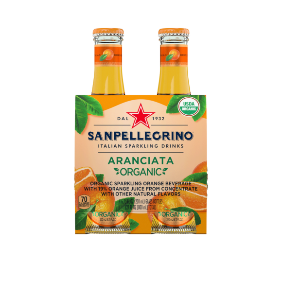 Sanpellegrino® Aranciata Organic Sparkling Beverage with Orange Juice - Glass Image1