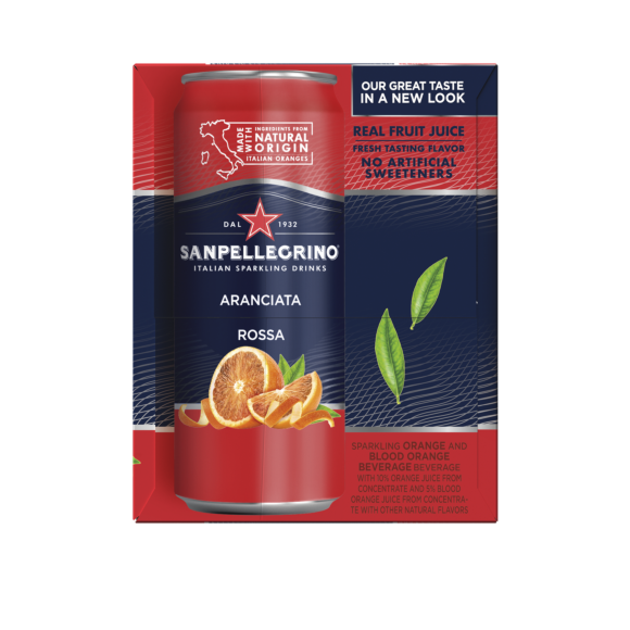 packaging label for 11 ounce slim can of sanpellegrino blood orange flavor italian soda Image1